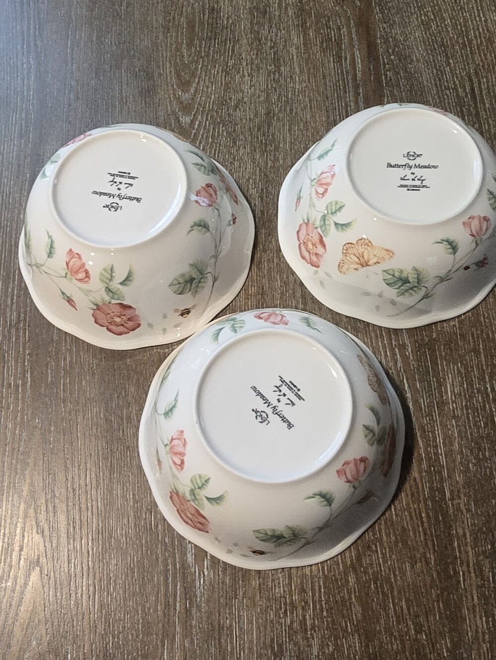 LENOX Butterfly Meadow Large All Purpose Bowl 7 In Diameter Set Of 3
